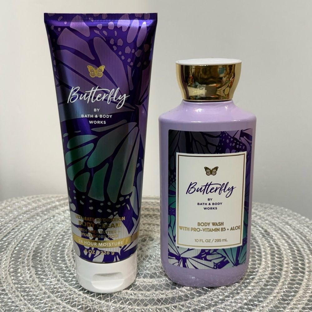BBW Butterfly Body Cream and Body Wash Set of 2 NWT